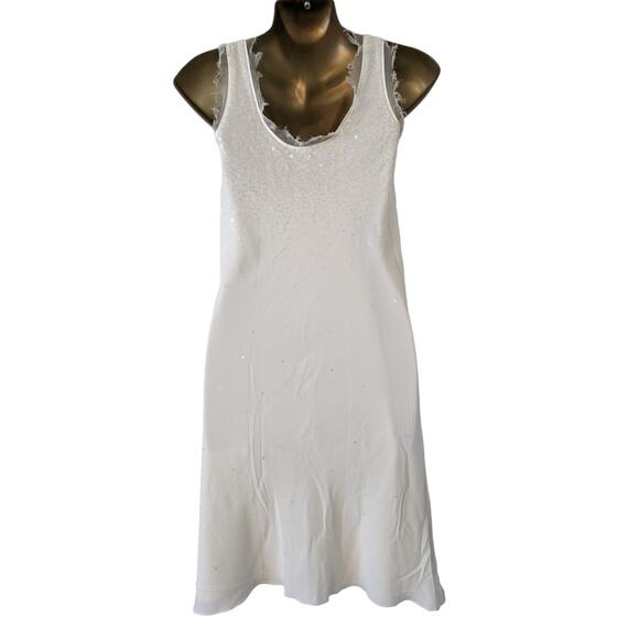 NWT Sz P Nicole Miller Collection Cream and Sequin Silk Dress - Picture 4 of 8